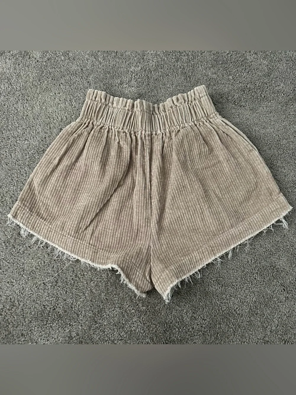 Beige Corduroy Women's Shorts - Picture 3 of 3